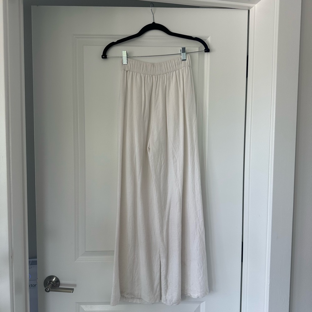 White Linen Wide-Leg Pants